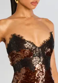 Ellen Sequin Dress(Deep Brown,XXS)