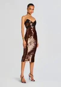 Ellen Sequin Dress(Deep Brown,XXS)