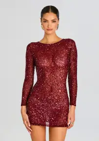 Emani Sequin Dress(Cabernet,XXS)