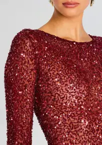 Emani Sequin Dress(Cabernet,XXS)
