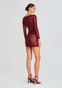 Emani Sequin Dress(Cabernet,XXS)