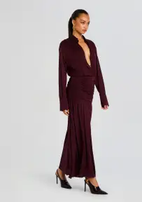Farah Maxi Dress(Merlot,XXS)