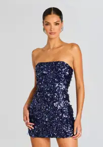 Katara Embellished Dress(Navy,XXS)