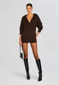 Shy Oversized Sweater Dress(Ash Brown,XS/S)