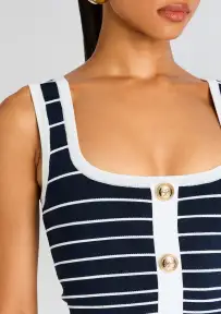 Zadie Knit Top(Metallic Navy/White,XXS)