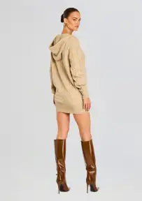 Cab Cable Knit Hoodie Dress(Tan,XXS)