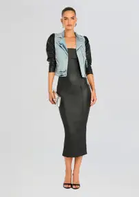 Adalaide Coated Midi Dress(Coated Black,XXS)