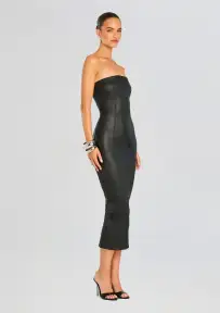 Adalaide Coated Midi Dress(Coated Black,XXS)