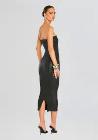 Adalaide Coated Midi Dress(Coated Black,XXS)