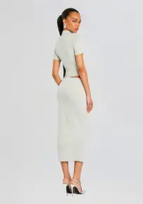 Koko Knit Tea Length Skirt(Light Grey,XXS)