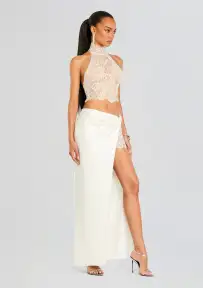 Reeve Silk Maxi Skirt(White,XXS)