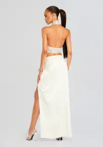 Reeve Silk Maxi Skirt(White,XXS)