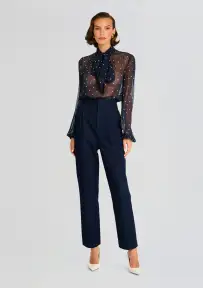 Cordelia Blouse(Navy Polka Dots,XXS)