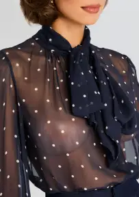 Cordelia Blouse(Navy Polka Dots,XXS)
