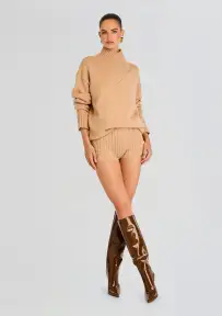 Molly Cable Knit Hot Short(Tan,XXS)