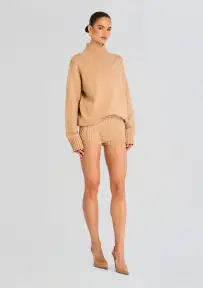 Molly Cable Knit Hot Short(Tan,XXS)