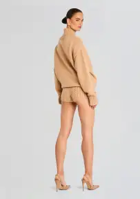 Dessa Chunky Knit Sweater Dress(Tan,XXS)