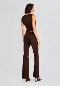 Elvira Heavy Satin Slim Flare Trouser(Ash Brown,00)