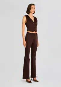Elvira Heavy Satin Slim Flare Trouser(Ash Brown,00)