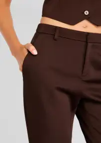 Elvira Heavy Satin Slim Flare Trouser(Ash Brown,00)