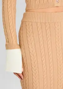 Prunella Cable Knit Skirt(Tan,XXS)