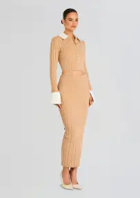 Prunella Cable Knit Skirt(Tan,XXS)