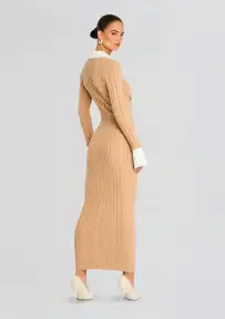Prunella Cable Knit Skirt(Tan,XXS)