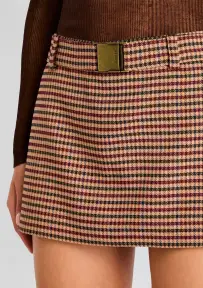 Myna Tailored Mini Skort(Camel Houndstooth,XXS)
