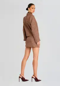 Myna Tailored Mini Skort(Camel Houndstooth,XXS)
