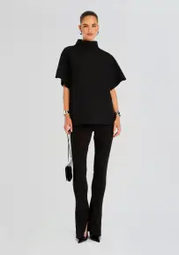 Keiko Crepe Shirt(Black,XXS)