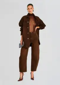 Marbel Mid Rise Barrel Jean(Vintage Brown,23)