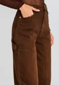 Marbel Mid Rise Barrel Jean(Vintage Brown,23)