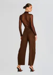 Marbel Mid Rise Barrel Jean(Vintage Brown,23)
