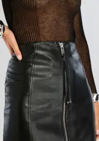 Adrienne Leather Skirt(Black,XXS)