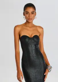 Charlize Coated Knit Dress(Coated Black,XXS)