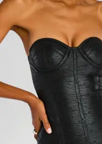 Charlize Coated Knit Dress(Coated Black,XXS)