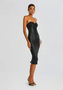 Charlize Coated Knit Dress(Coated Black,XXS)