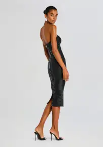 Charlize Coated Knit Dress(Coated Black,XXS)