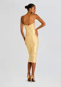 Charlize Coated Knit Dress(Gold,XXS)