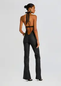 Cynthia Coated Denim Jumpsuit(Coated Black,XXS)
