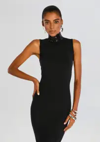 Envy Embellished Knit Dress(Black,XXS)