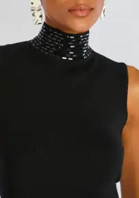 Envy Embellished Knit Dress(Black,XXS)
