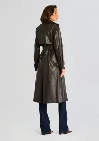Estelle Vegan Leather Trench Coat(Ash Brown,XXS)