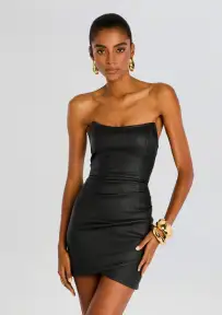James Coated Denim Mini Dress(Coated Black,XXS)