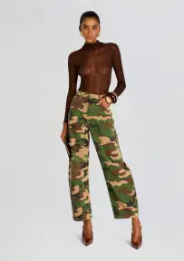 Marbel Mid Rise Barrel Jean(Camo Canvas,23)
