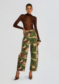 Marbel Mid Rise Barrel Jean(Camo Canvas,23)