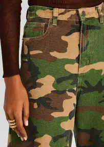 Marbel Mid Rise Barrel Jean(Camo Canvas,23)