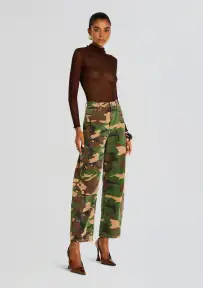 Marbel Mid Rise Barrel Jean(Camo Canvas,23)