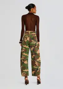 Marbel Mid Rise Barrel Jean(Camo Canvas,23)