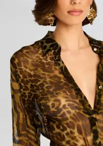 Mirren Chiffon Shirt(Vintage Mixed Animal,XXS)